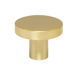 round 25 mm brushed brass knob for cupboards